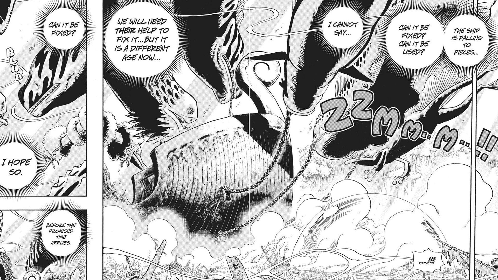 The sea creatures were talking about the Giant shipbuilders (Image via Shueisha)
